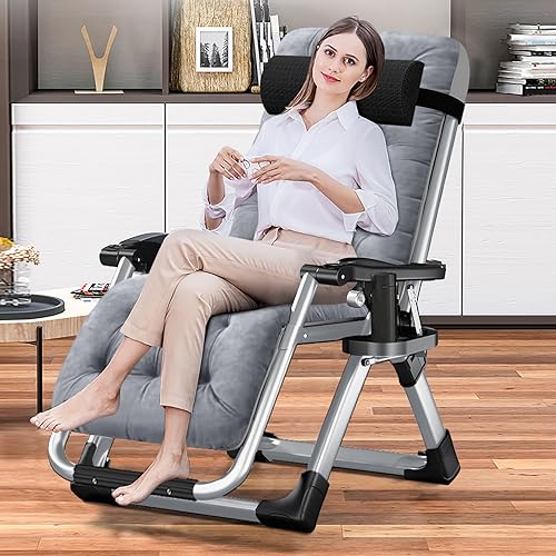 LILYPELLE Comfy Folding Chair, Folding Lounge Chair for Bedroom and Living Room, Folding Reclining Patio Chairs with Removable Cushion for Indoor Outdoor