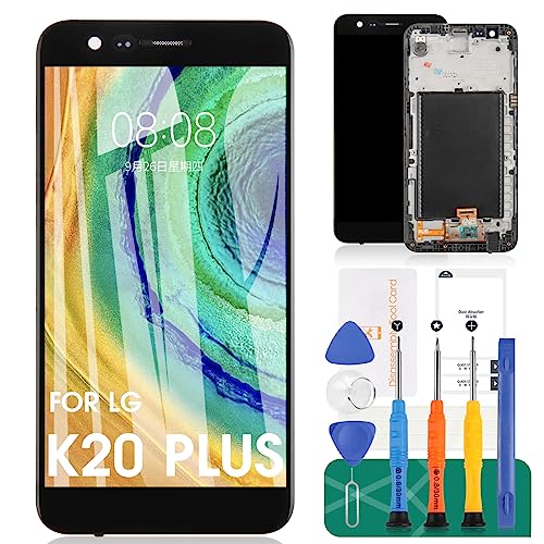 LCD Screen Replacement for LG K20 Plus 2017 TP260 MP260 VS501(K10 2017 M250),Touch Screen Full Assembly with Frame Replacement Parts with H Flex,Professional Tools Include