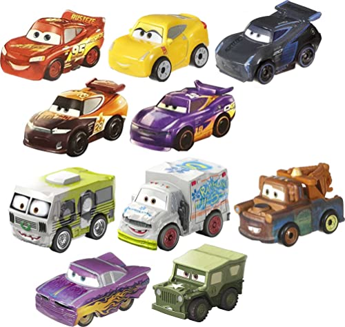 Mattel Disney and Pixar Cars Mini Racers Set of 10 Mini Toy Cars & Trucks, Collectibles Inspired by Mattel Disney Movies [Styles May Vary] (Amazon Exclusive)
