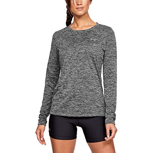 Under Armour Women's Tech Twist Crew Long-Sleeve T-Shirt , Black (001)/Metallic Silver, X-Small