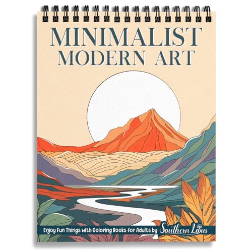 SOUTHERN LOTUS Minimalist Modern Art Spiral Bound Coloring Book for Adults Women Seniors With Abstract Design Aesthetic Shapes Simplicity Styles Hardcovers Large Pages Relaxation Relieve Stress