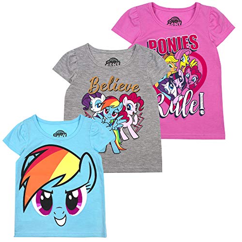 My Little Pony Hasbro Twilight Girls' Short Sleeve T-Shirt (Pack of 3) Grey