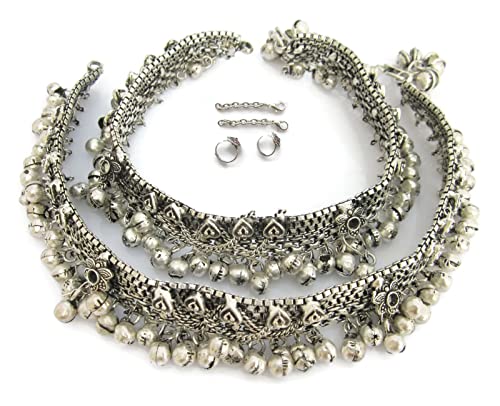 IndiaStop Anklet Bracelet Pair Vintage Style Womens Fashion Feet Jewelry Boho Beach Wedding Barefoot Sandals Jingle Sound