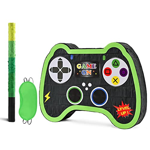 Video Game Controller Pinata - Game Party Supplies Pinata Bundle with Blindfold and Bat for Boys Kids Gaming Theme Birthday Party Game Carnival Activity Decorations (15.7' x 12.2' x 3.1')