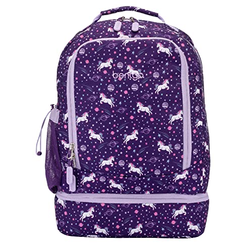 Bentgo Kids 2-in-1 Backpack & Insulated Lunch Bag - Durable 16” Backpack & Lunch Container in Unique Prints for School & Travel - Water Resistant, Padded & Large Compartments (Unicorn)