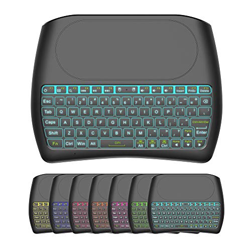Mini Wireless Keyboard,D8 Mini Keyboard with Touchpad,Colorful Backlit Small Wireless Keyboard,Mini Handheld Remote Keyboard for PC,Raspberry Pi 4, Android TV Box,KODI,Windows 7 8 10