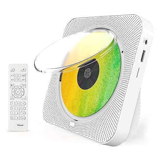 Howduoyu Portable CD Player with Bluetooth Desktop CD Player for Home with Remote Control Kpop CD Player with HiFi Sound Speakers Dust Cover, FM Radio,LED Screen, Support CD AUX/USB, Timer, Kids, Gift