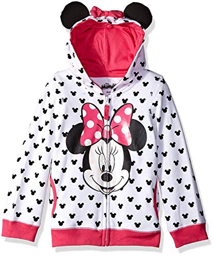 Disney girls Minnie W Bow & Ear fashion hoodies, White, 2T US