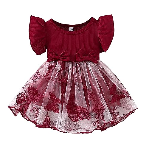 Princess Dresses for Baby Girls Strawberry Print Denim Dress Dance Party Clothes Casual Pink Dress Flower Girl Dress