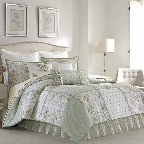 Laura Ashley Home | Harper Collection | Luxury Ultra Soft Comforter, All Season Premium Bedding Set, Stylish Delicate Design for Home Décor, Queen, Sage