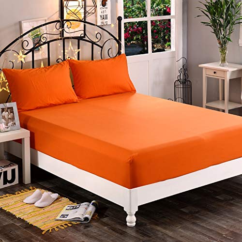 Elegant Comfort 1500 Premium Hotel Quality 1-Piece Fitted Sheet, Softest Quality Microfiber - Deep Pocket up to 16 inch, Wrinkle and Fade Resistant, Full, Orange