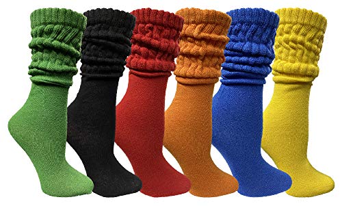 Yacht & Smith 6 Pairs Womens Scrunched Slouch Socks, Cotton Boot Socks Bulk Pack