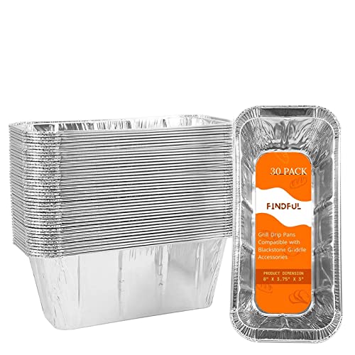 30-Pack Blackstone Griddle Accessories Drip Pan Liners, Aluminum Foil Pan Disposable for 17' 22' 28' 36' Blackstone Griddle Drip Tray Holder Grill Rear Grease Catcher Cup Liners
