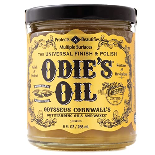 Odie's Oil • Universal Finish for Wood • Leather • Plastic • Vinyl • Metal and More • 9 Ounce Glass Jar • Food Safe and Solvent Free Non Toxic Finish …