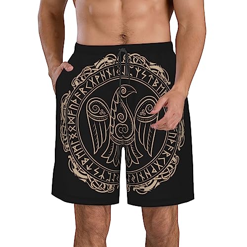 Viking of Raven in Celtic Scandinavian Men's Swim Trunks Cycling Board Shorts