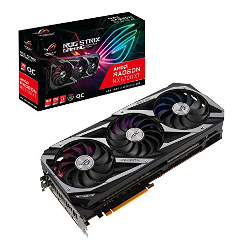 ASUS ROG Strix AMD Radeon RX 6700 XT OC Edition Gaming Graphics Card RDNA 2, PCIe 4.0, 12GB GDDR6, HDMI 2.1, DisplayPort 1.4a, Axial-tech Fan Design, 2.9-Slot, Super Alloy Power II, GPU Tweak II