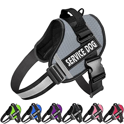 JSXD Dog Harness,No-Pull Service Dog Harness with Handle Adjustable Outdoor Pet Dog Vest 5M Reflective Nylon Material Vest for Breeds,Easy Control for Small Medium Large Dogs