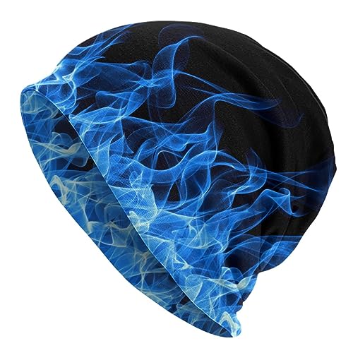 LUADSN Blue Fire Flame Slouchy Beanie Chemo Hat Cancer Headwear for Men Women