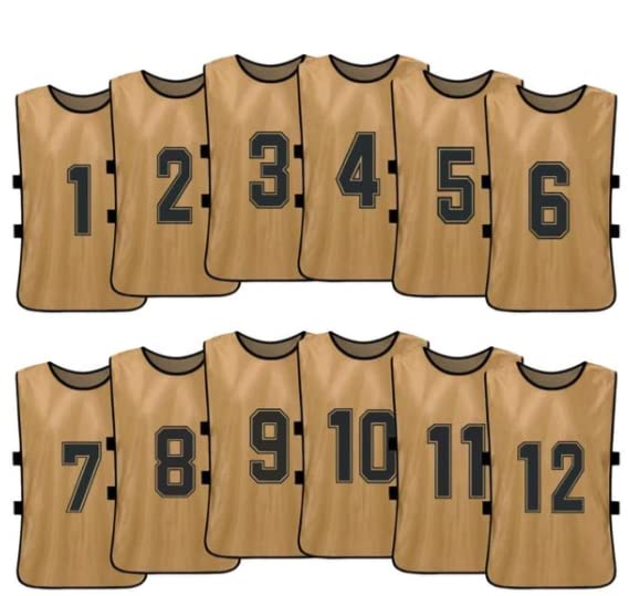 Pinnies Scrimmage Training Vests for Kids, Youth (12-Pack) - Soccer Pennies, Sport (Gold), X-Small-Small