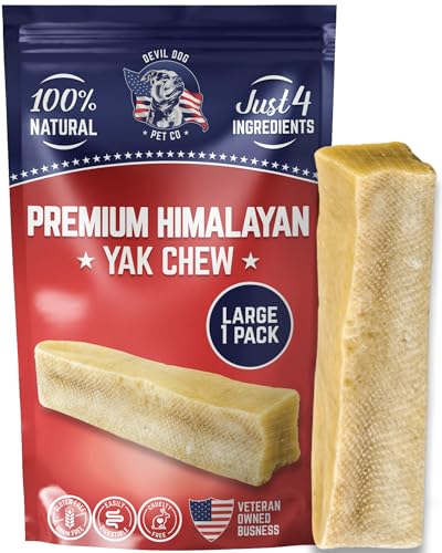 Devil Dog Pet Co Yak Cheese Dog Chews - Premium All Natural Dog Treats for Aggressive Chewers - Long Lasting, Limited Ingredient and Odorless - USA Veteran Owned Business (Large - 1 Pack)