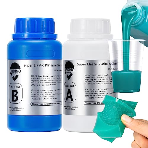 BBDINO Silicone Mold Making Kit, Super Elastic Mold Making Silicone Rubber, Liquid Silicone for Mold Making, N.W. 21.16 oz, 1:1 by Volume, Ideal for Casting 3D Silicone Molds| Food Molds, Jade Green