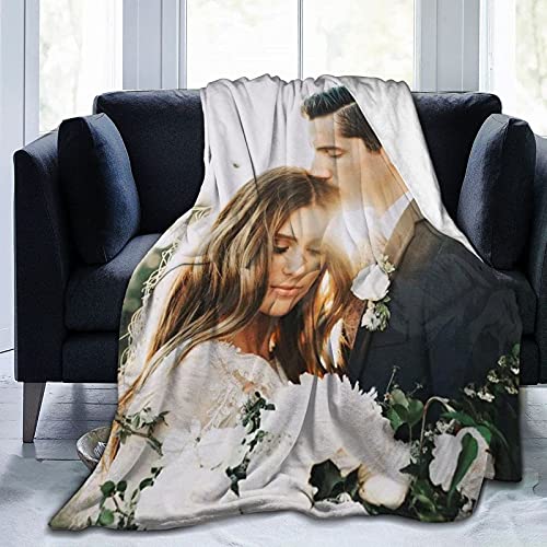 QETXVI Custom Blanket with Photos Text Customized Blanket Personalized Flannel Throw Blankets for Adult Kid Birthday Christmas Halloween Fathers Mothers Valentines Day Gift - 40'x 50'