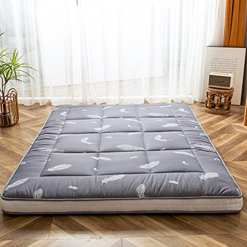 Extra Thick Futon Floor Mattress, Padded Japanese Folding Roll Up Mattress Sleeping Pad, Foldable Camping Portable Mattress Shikibuton, Bed Mattress Topper, Floor Lounger Guest Bed for Couch Car