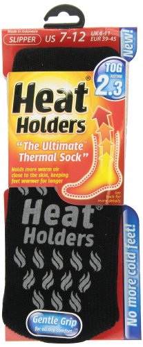 Heat Holders Mens Thermal 2.3 tog Slipper Socks Black/Grey 7-12