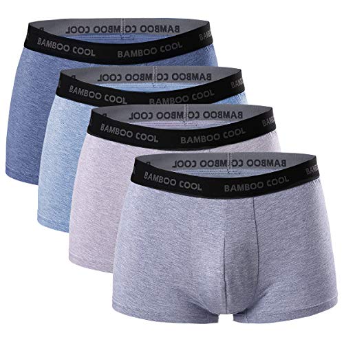 BAMBOO COOL Men's Underwear Bamboo Viscose Mens Boxer Briefs Soft Comfortable(4 Pack)