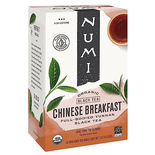 Numi Organic Chinese Breakfast Tea, 18 Tea Bags, Full Bodied Yunnan Black Tea, Caffeinated (Packaging May Vary)