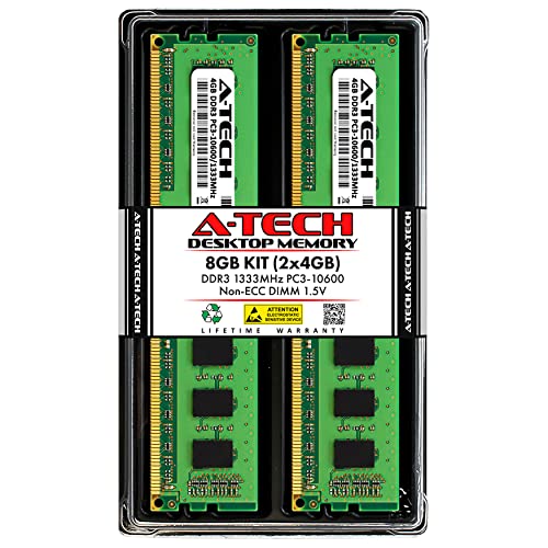 A-Tech 8GB Kit (2x4GB) RAM for HP Pavilion E9120F, E9120Y, E9180F, E9190Jp, E9270F, M9600T, P2-1322A, P2-1323A, P7-1299C | DDR3 1333MHz PC3-10600 DIMM 1.5V Non-ECC UDIMM Memory Upgrade