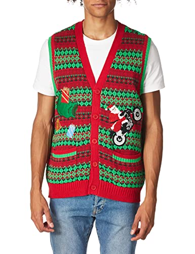 Blizzard Bay Men's Santa Motorcycle Sweater, red, XXL