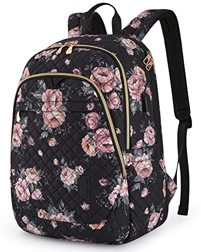 BAGSMART Travel Laptop Backpack Women, 15.6 Inch Anti Theft Laptop Backpack with USB Charging Port Water Resistant Casual Daypack College Bookbags Computer Backpack for Work, Pink Rose