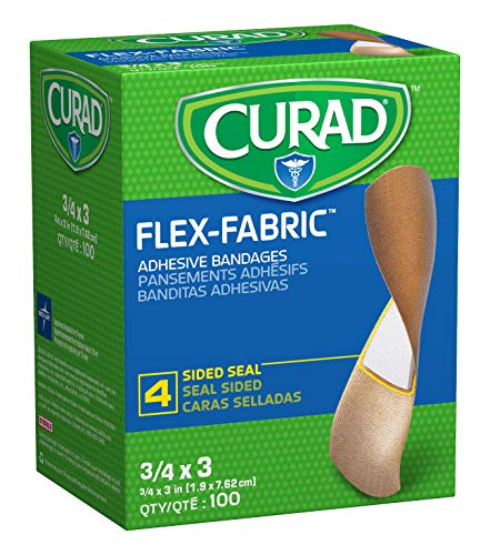 Curad Flex Fabric Adhesive Bandages, Bandage Size is 3/4' x 3' (Box of 100)