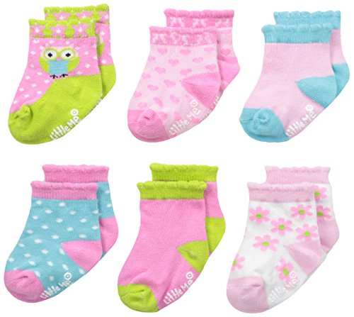 Little Me baby girls Variety Little Me 6 Pack Newborn Girl Socks Happy Owl Multi, Happy Owl, 0-6 Months US