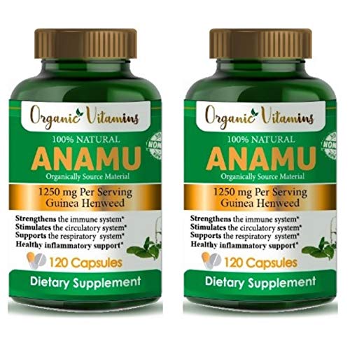 Organic Vitamins Anamu 1250mg 100% Organically Grown 240 Capsules Total Petiveria Allicea Guinea Hen Weed Vitamisan