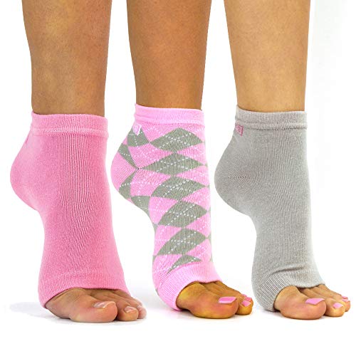 Freetoes Toeless Socks- 3 Pairs.1-Pink, 1-Pink Argyle, 1 Gray