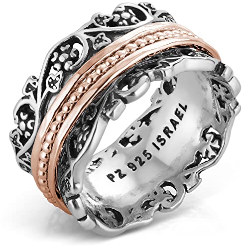 PZ Paz Creations .925 Sterling Silver and Rose Gold over Silver Spinner Ring (9), Made in Israel