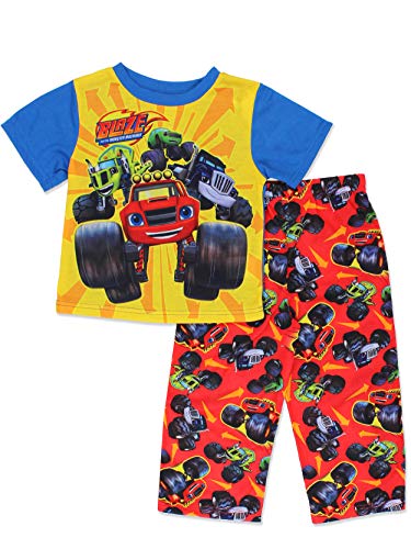Nickelodeon Blaze and the Monster Machines Toddler Boys 2 piece Pajamas Set (5T, Red/Blue)