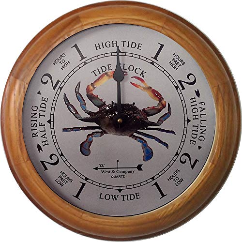 West & Company 9 1/2' Oak Crab Tide Clock