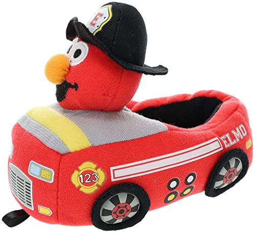 Sesame Street Toddlers' Slipper Elmo Firetruck Fullbody Novelty Slipper, Red, Toddler Size 9/10