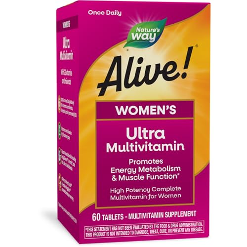 Nature's Way Alive! Women's Daily Ultra Multivitamin, High Potency Formula, Promotes Energy Metabolism and Muscle Function*, with Methylated B12, 60 Tablets (Packaging May Vary)