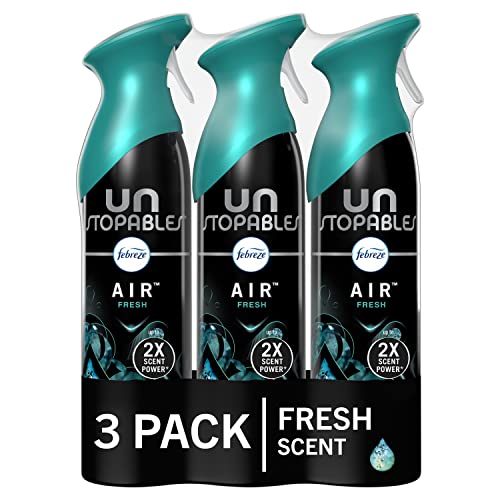 Febreze Unstopables Air Freshener Spray for bathroom, Room Spray Fresh Scent, Odor Fighter for Strong Odor, 8.8 Oz (Pack of 3)