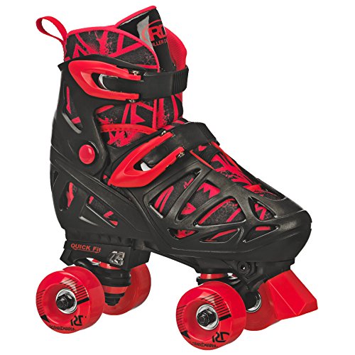Roller Derby Trac Star Youth Boy's Adjustable Roller Skate Grey/Black/Red Size Large (3-6)