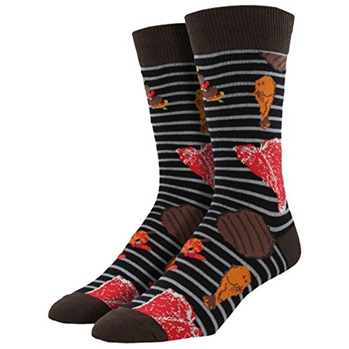 Socksmith Men's Crew Socks Grillin 'N Chillin Barbecue Grill Master Black