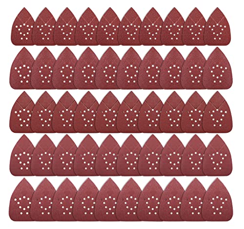 S SATC Mouse Detail Sander Sandpaper 50 PCS Mouse Sanding Pads 12 Hole Mouse Sandpaper Assorted 60/80/120/150/220 Grits