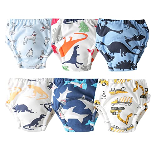 ORINERY Unisex Training Underwear Cotton Toddler Boys Underpants Potty Training Panties Waterproof Girls Pee Panties 6-Pack (DX528-A, 6-12 Months Old)