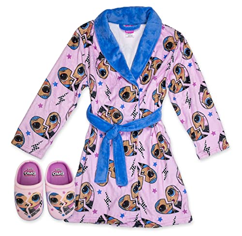 L.O.L. Surprise! OMG Robe with Slippers,LOL OMG Bathrobe Pajama Set,Girls size 6/6X