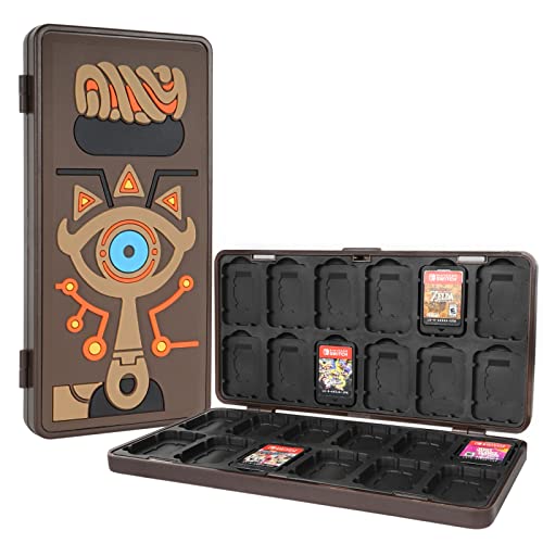 TIKOdirect Game Card Case for Nintendo Switch/SD Cards, Storage 24 Switch Game Cards Portable Holder Pretty Cute Hard Shell with Magenic Closure, Brown