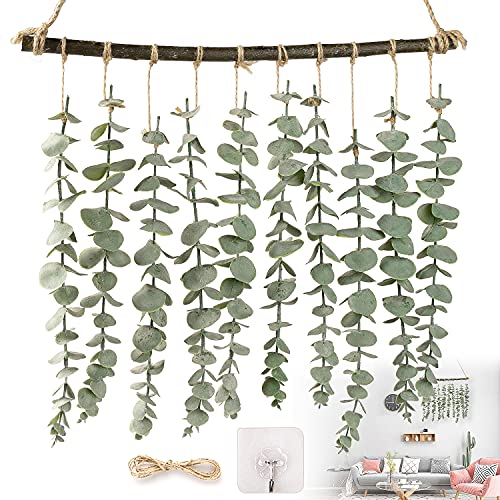 AgoKud Artificial Eucalyptus Wall Hanging Decor, Fake Eucalyptus Leaves Greenery Eucalyptus Vines Wall Hanging Plants, Farmhouse Rustic Boho Wall Decor for Bathroom, Bedroom, Living Room Decorations